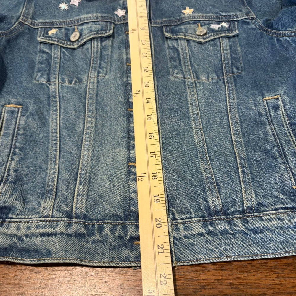 Lucky Brand Embroidered Denim Trucker Jacket Women's Size M Floral Star Boho‎ - Picture 14 of 15